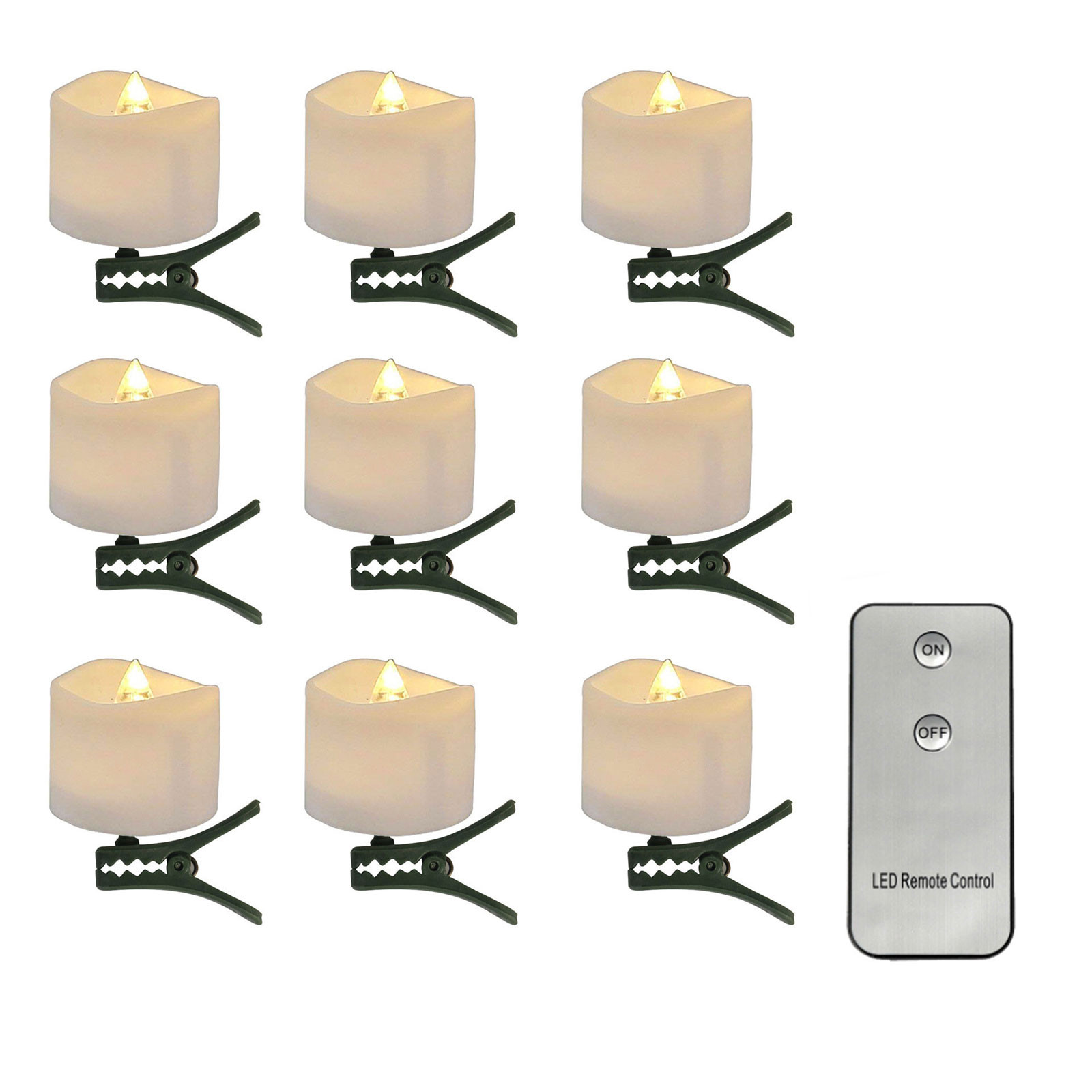Gallickan Flameless Candles with Clip, 9 Pack LED Candles with Remote, Battery Operated Candles for Room Fall Decor Wedding Christmas Decorations, White
